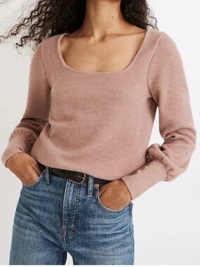 MADEWELL Ottoman Rib Square-Neck Top Size Large Pink